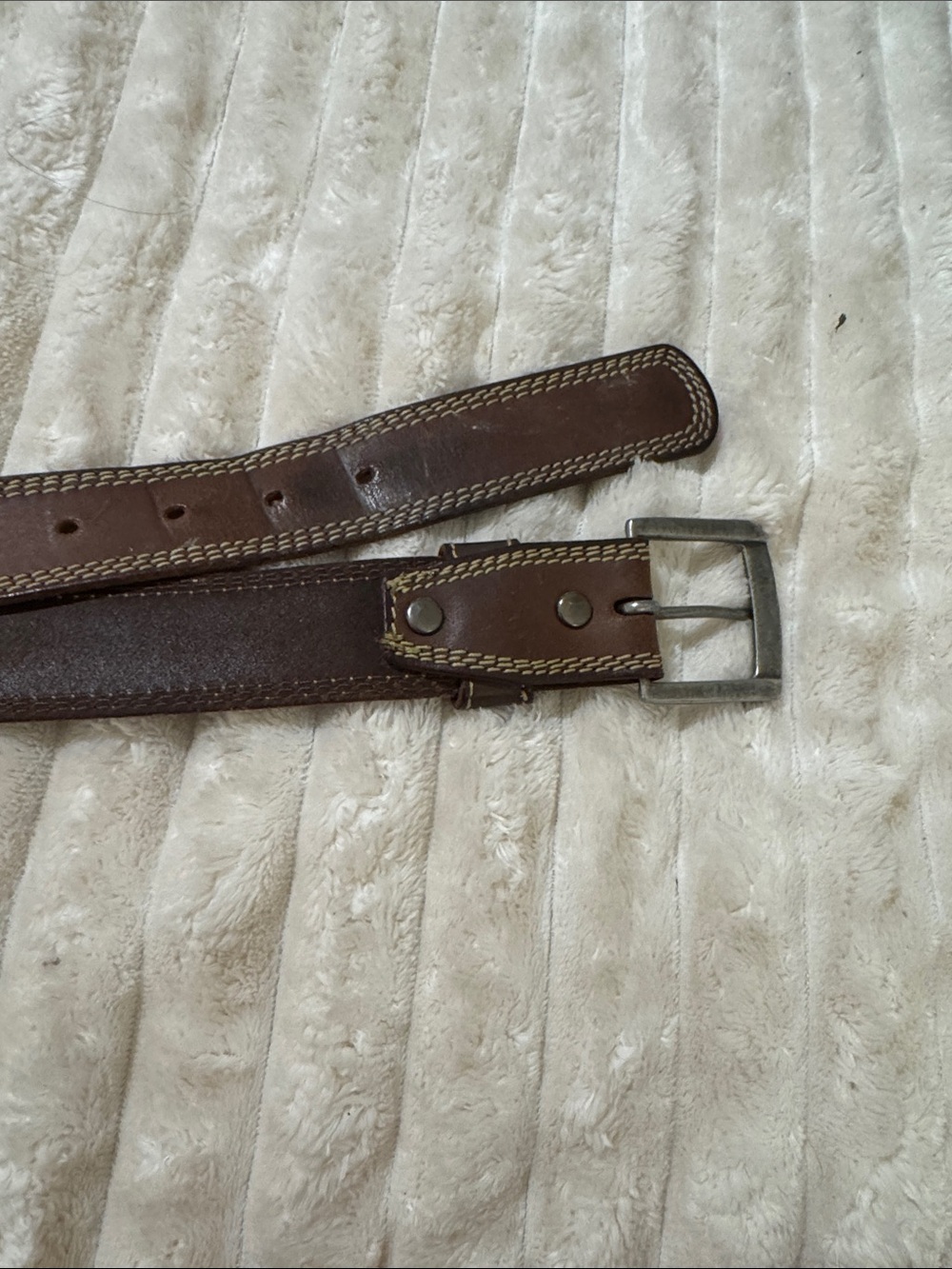 Vintage Wrangler Genuine Leather Brown Western Belt Contrast Stitching